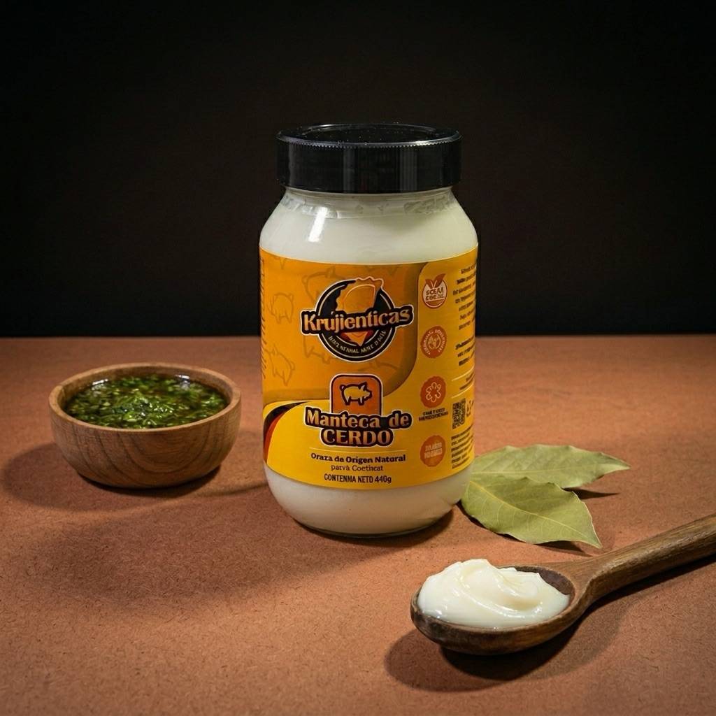 Manteca de Cerdo Premium Krujienticas 445g envase de vidrio