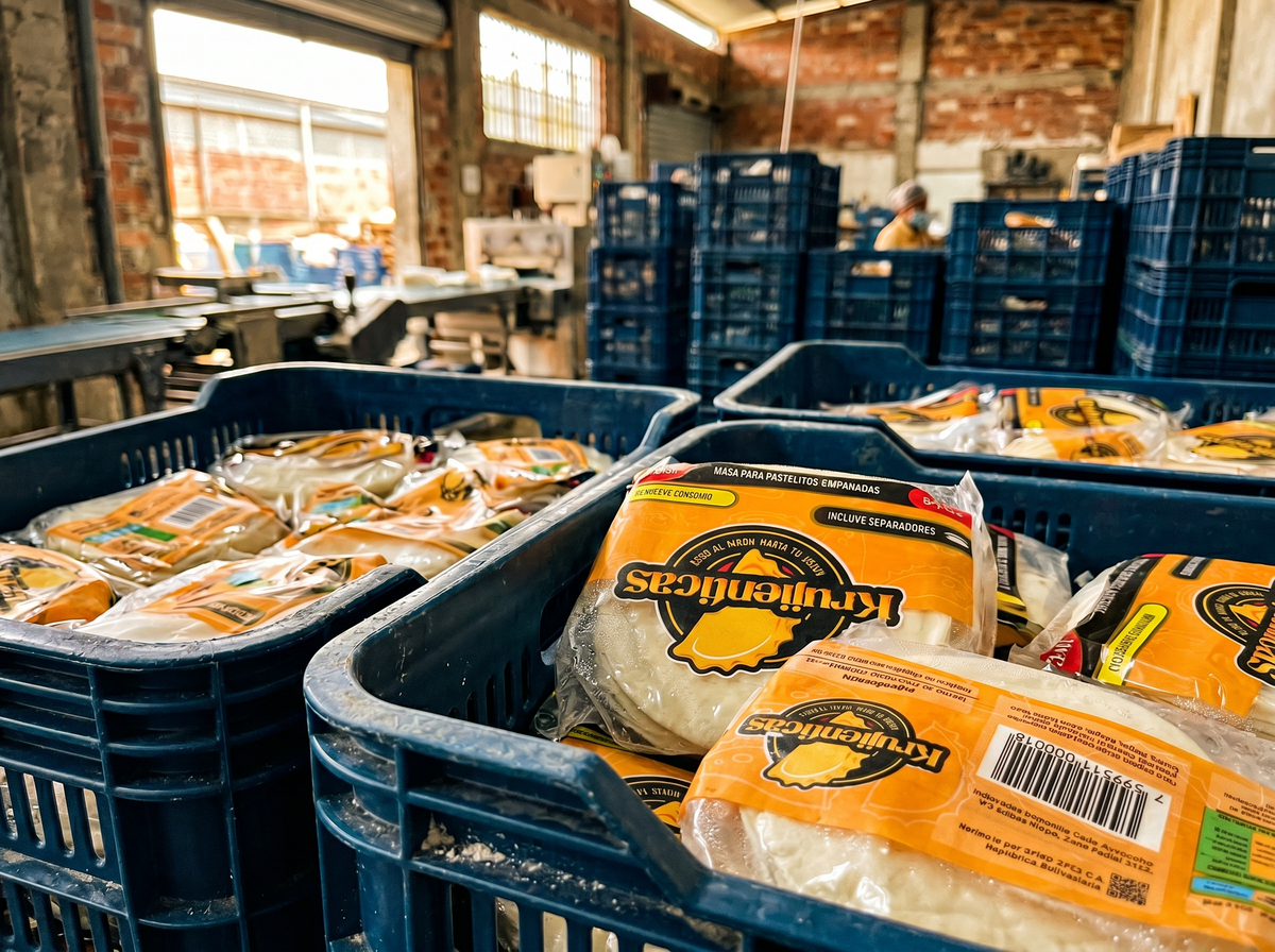 Producción de masa Krujienticas en cestas